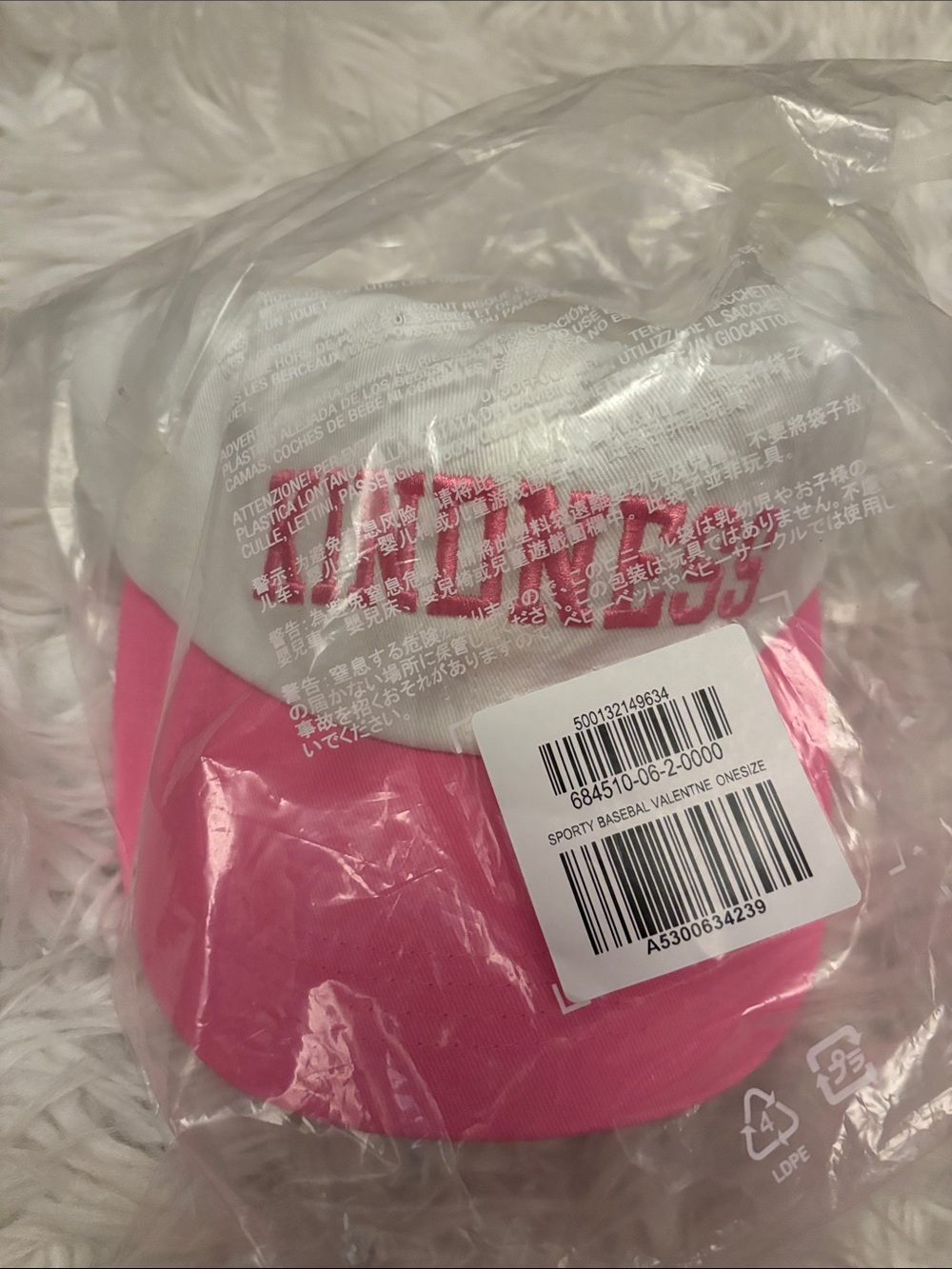 Old Navy White and Pink Sporty Baseball Cap. KINDNESS
